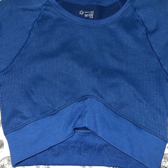 OFFLINE by Aerie Blue Ribbed Shirt - Picture 1 of 1